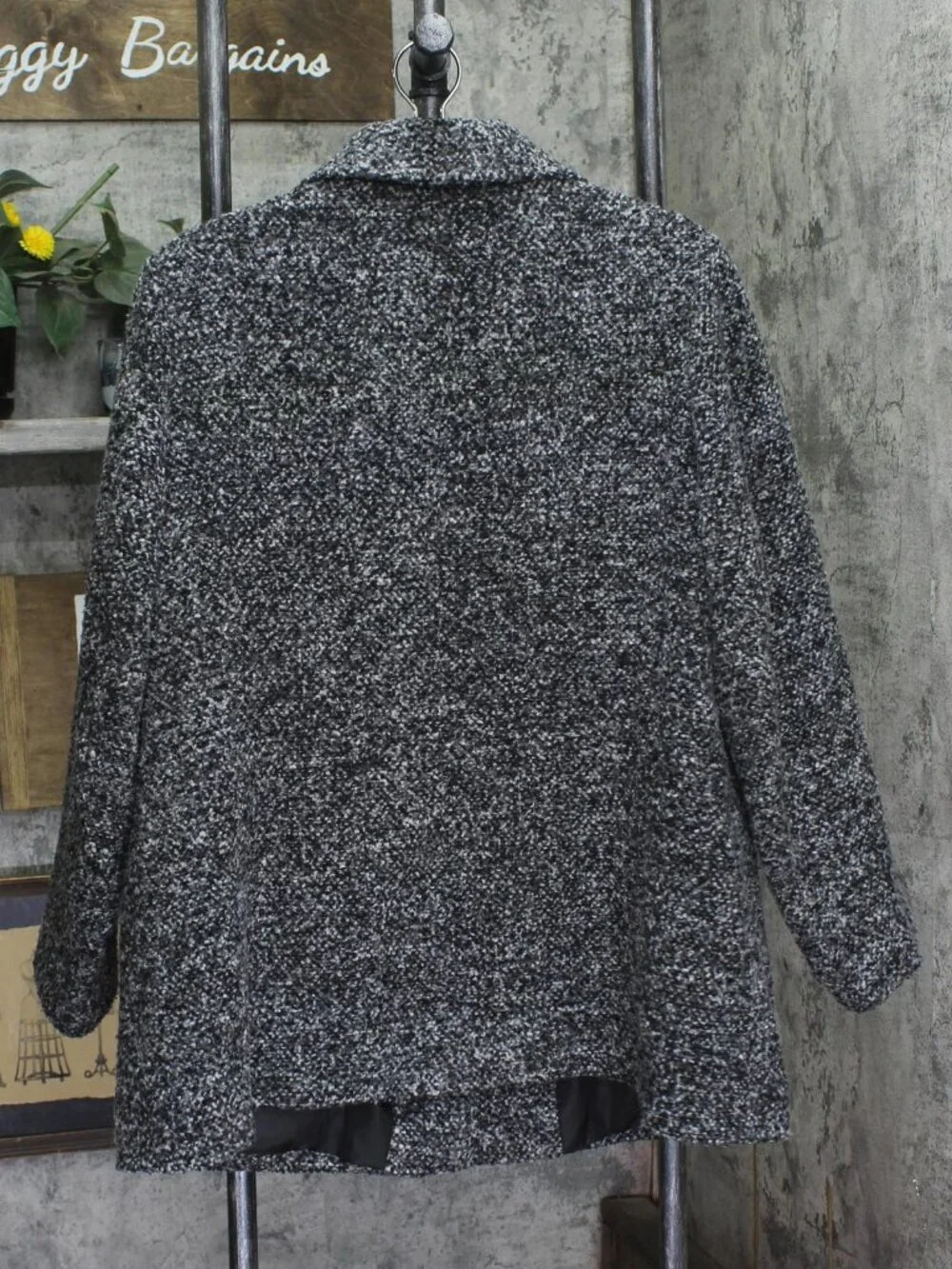 London Fog Textured Button-Front Short Jacket Black / Gray Multi 1X - Picture 2 of 8